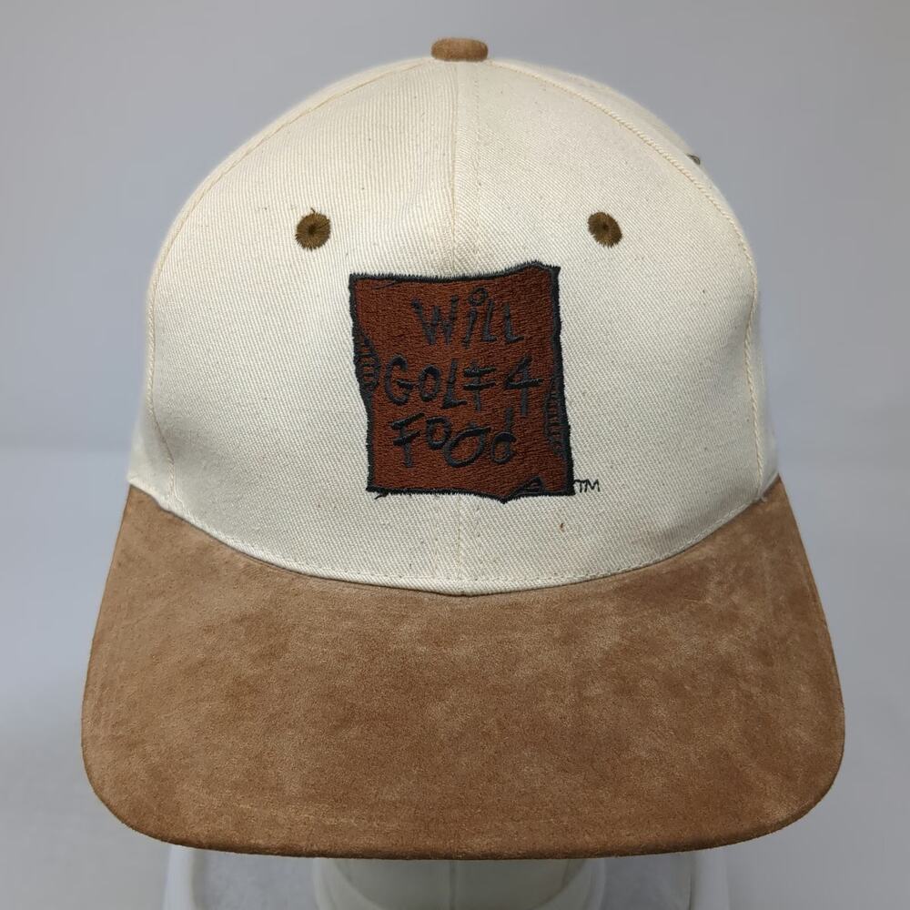 KC Baseball Cap Beige One Size Faux Suede Brim Will Golf 4 Food Novelty Hat - Picture 2 of 9
